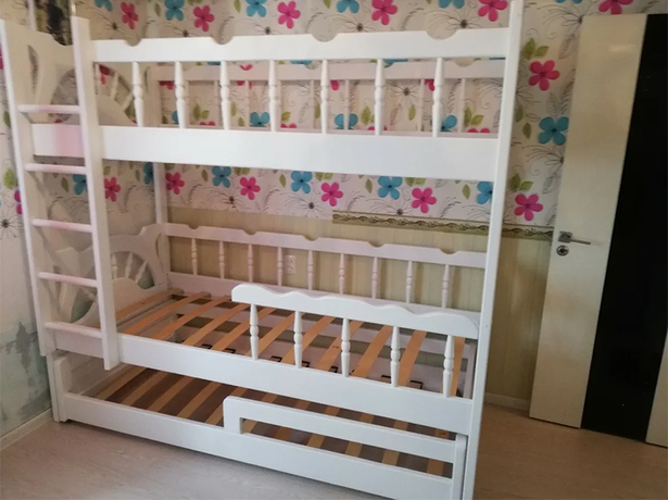 Двухъярусная детская кровать Штурвал с выкатным спальным местом