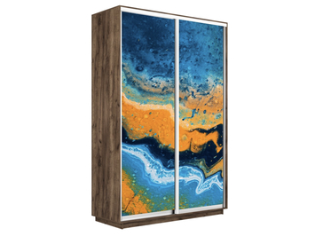 Шкаф-купе Экспресс Люкс 2-х дверный (Фото №1006 Абстракция оранжево-голубая)