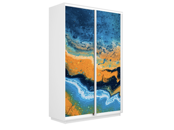 Шкаф-купе Экспресс 2-х дверный (Фото №1006 Абстракция оранжево-голубая)