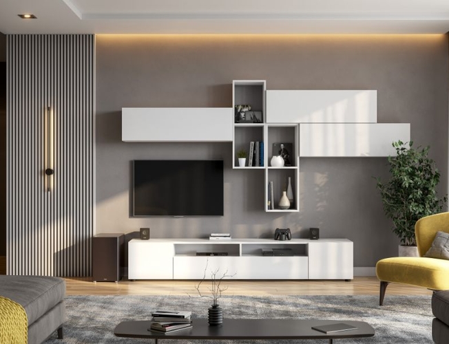 ТВ-Тумба Валенсия белый текстурный (арт. 536239)