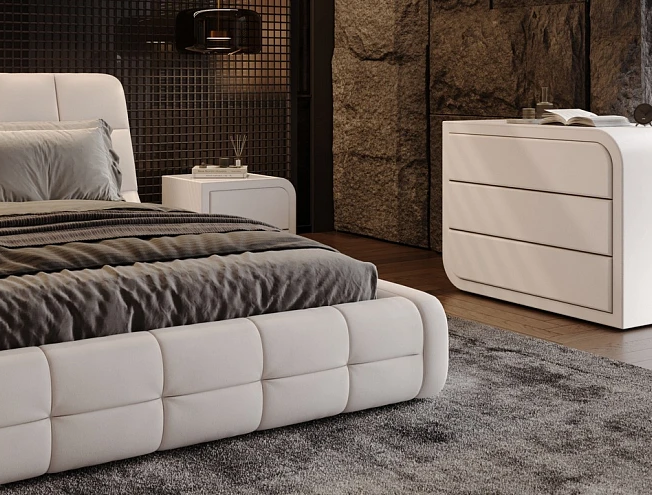 Комод Luna Микровелюр (Manhattan Цветочный белый)