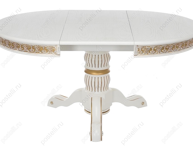 Обеденный стол Лорд молочный с золотой патиной (Арт. 406089)
