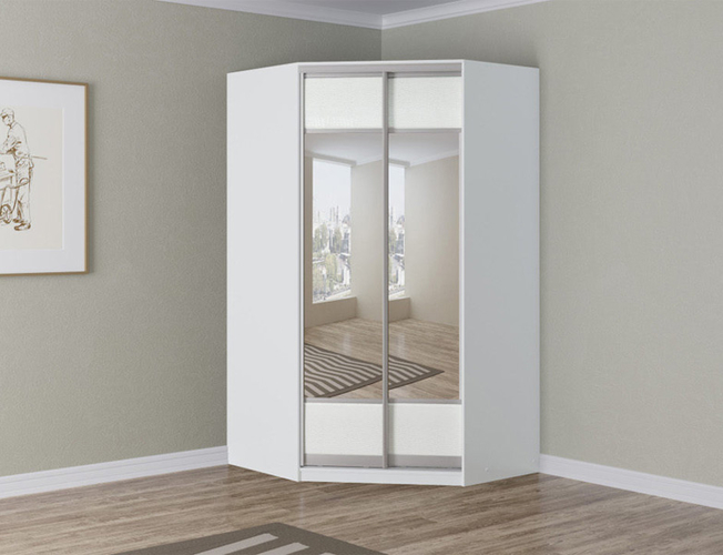 Белый шкаф угловой Como/Veda зеркальный