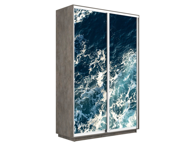 Шкаф-купе Экспресс Люкс 2-х дверный (Фото №1015 Морские волны), Венге