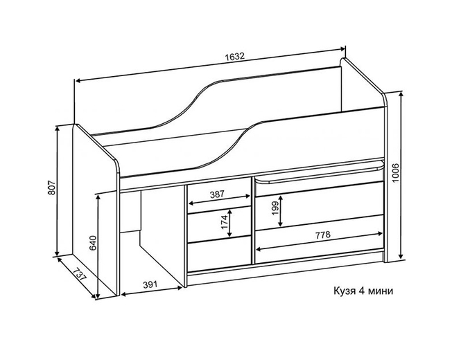 Кровать детская кузя 4