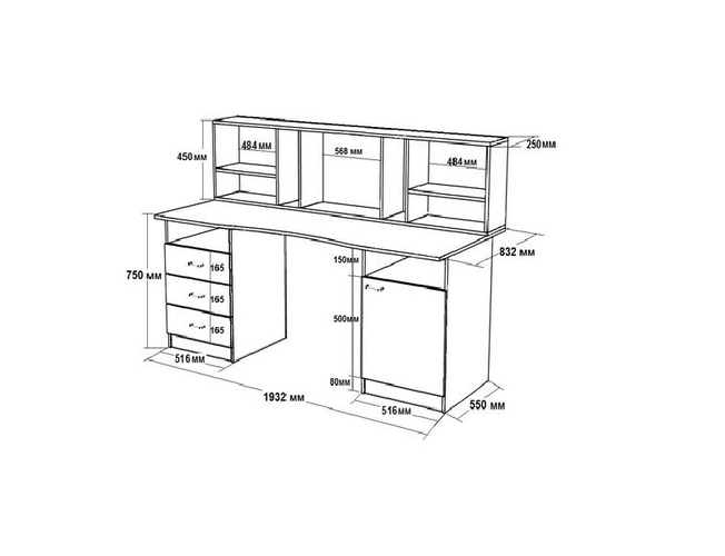 Стол письменный Юта размеры