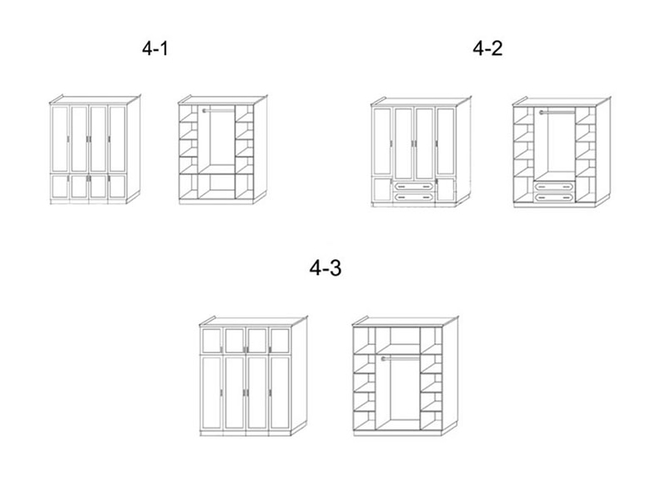 Шкаф из массива 4-х створчатый Палермо  с ящиками