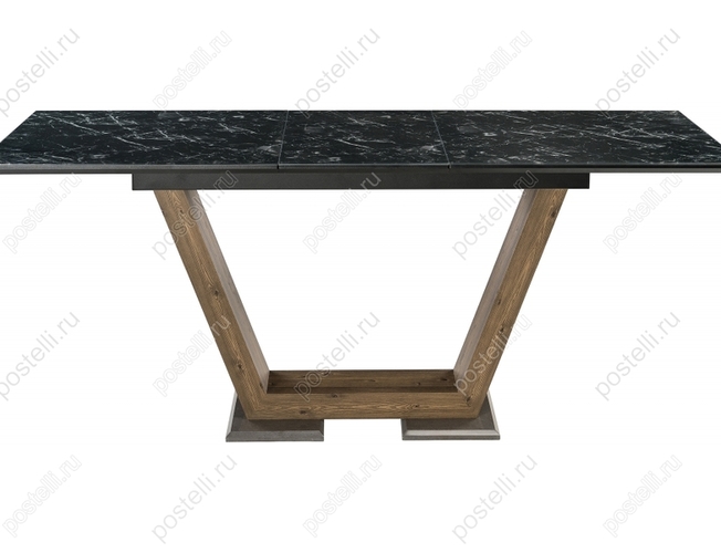 Стол на тумбе Иматра мрамор черный/черная шагрень (Арт 462388)