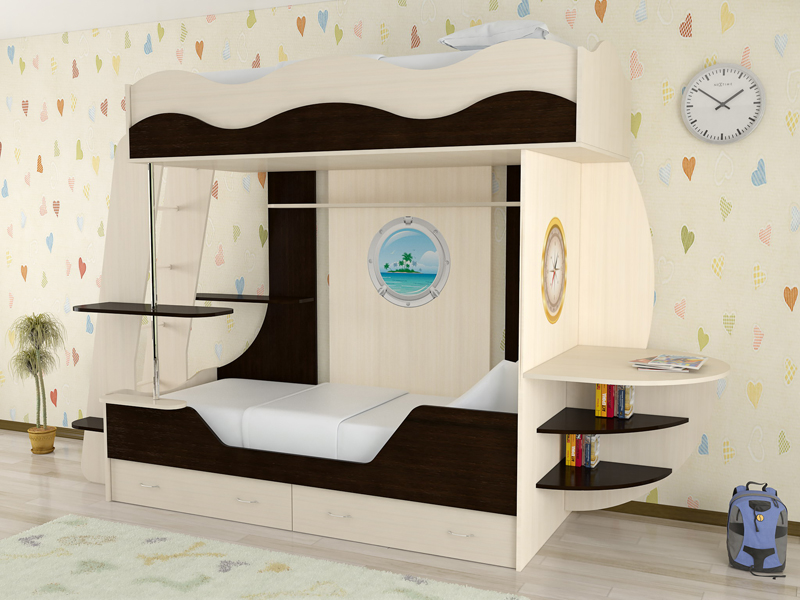Детская двухъярусная кровать Кораблик-2 СлавМебель