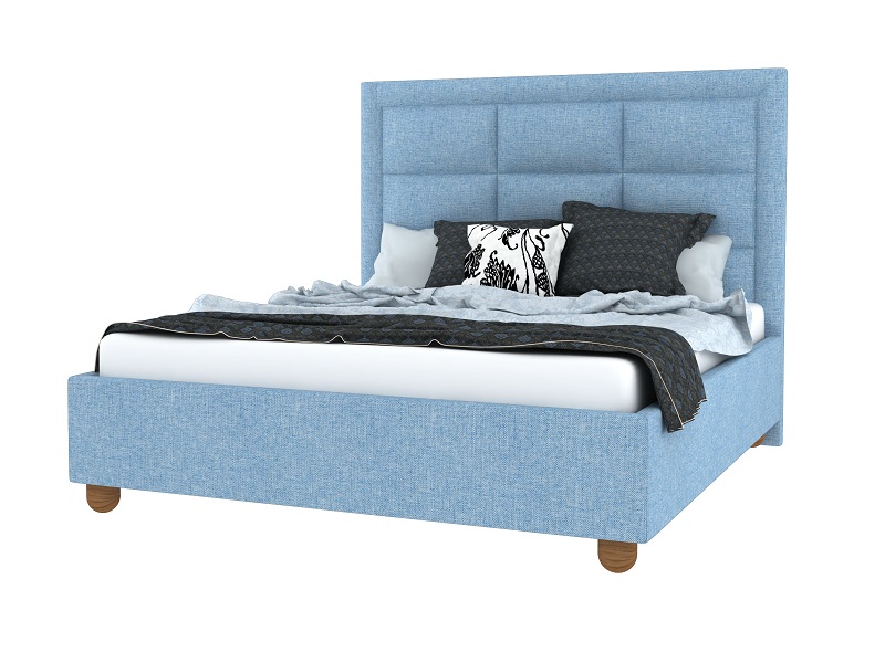 Кровать Афина с ящиком и ПМ голубая