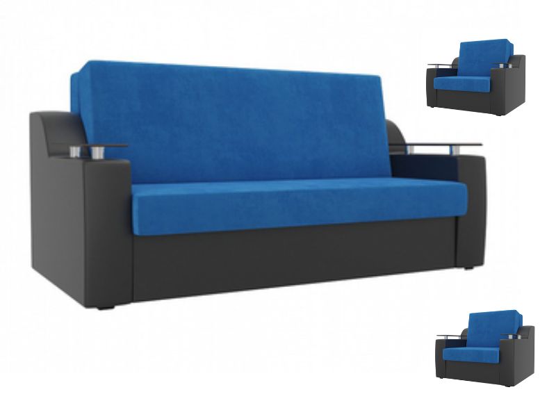 Комплект диван и кресла аккордеон Сенатор 140 (экокожа с тканью)