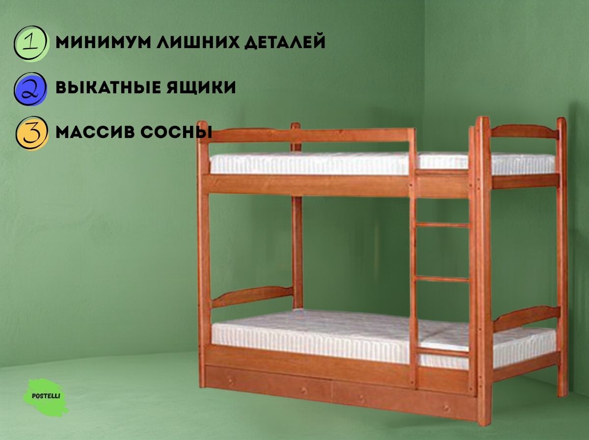 Детская двухъярусная кровать Велес Антошка с ящиками