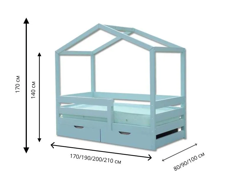 Детская кровать Велес Домик №4 с ящиками