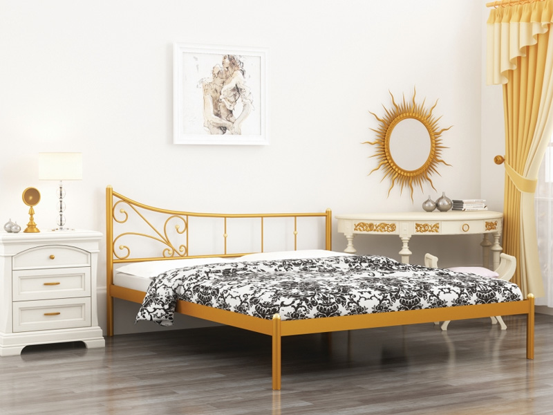 Кровать металлическая Лилия золото